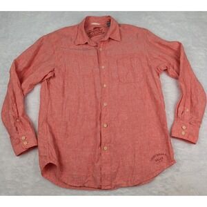 Tommy Bahama 100%‎ Linen Relax Shirt Men's L Red Long Sleeve Button Up Beach